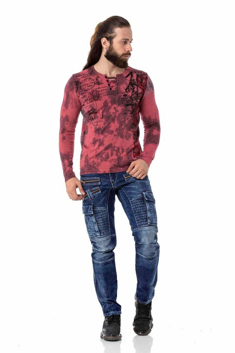 CL524 V-Neck Patterned Sweatshirt