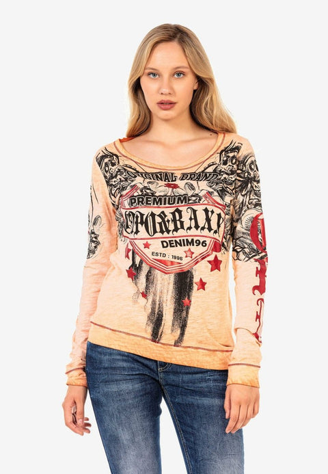 WL295 O Neck Patterned Sweatshirt
