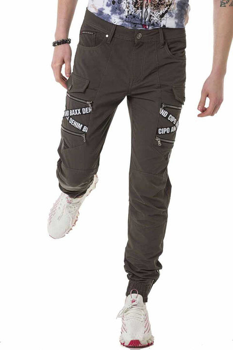 CD786 Brand Striped Cargo Pocket Men's Trousers