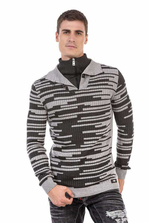 CP245 Zipper Collar Men's Sweater