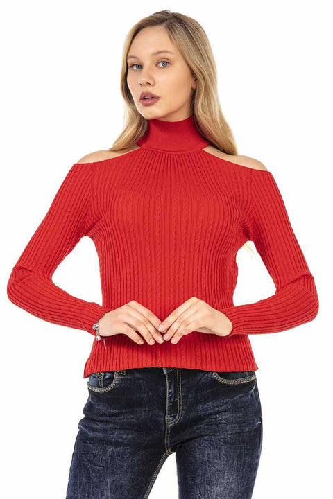 WP205 Women's Striped Turtleneck Sweater