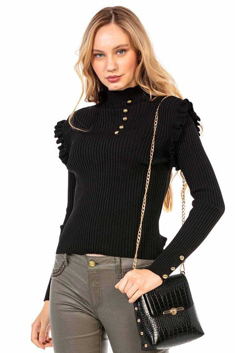 WP209 Buttoned Turtleneck Women's Sweater