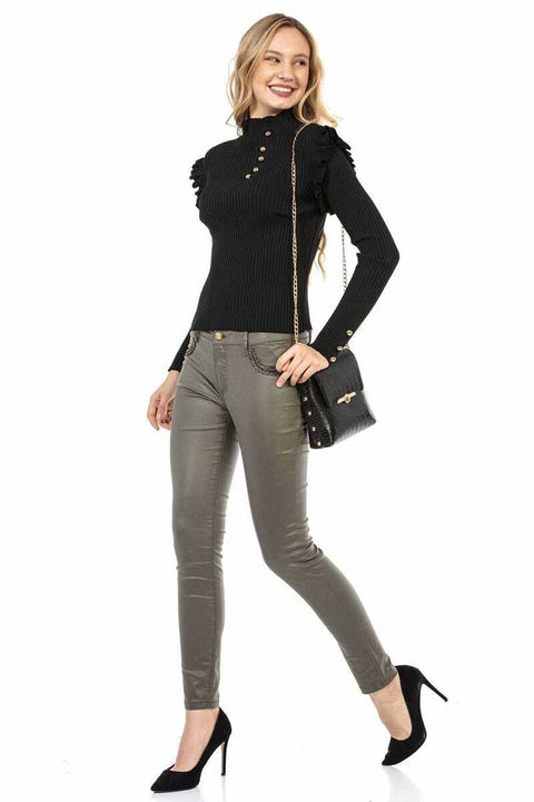WP209 Buttoned Turtleneck Women's Sweater
