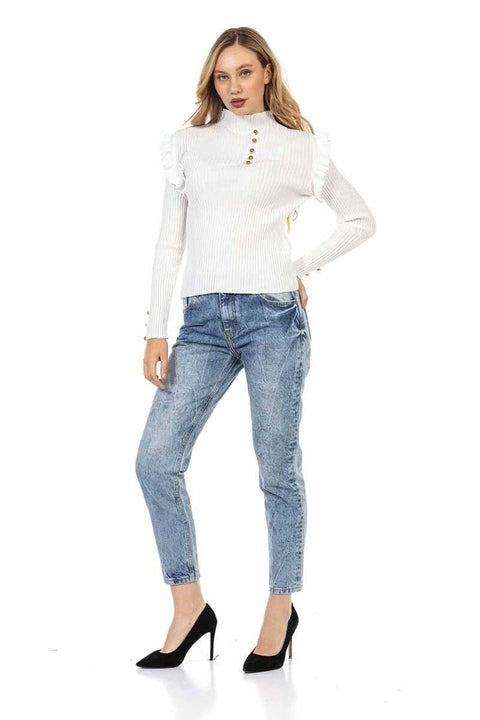 WP209 Buttoned Turtleneck Women's Sweater