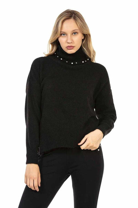 WP217 Women's Sweater with Bead Detail on the Neck