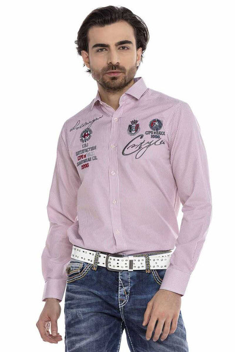 CH180 Embroidered Striped Men's Shirt