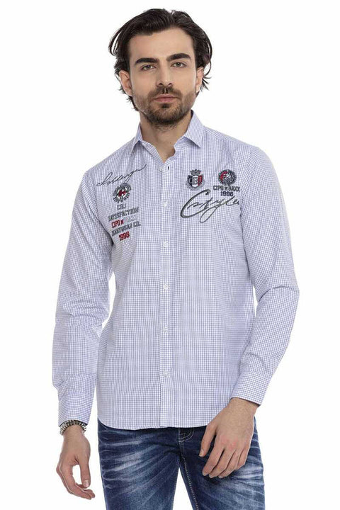 CH185 Embroidered Checkered Men's Shirt