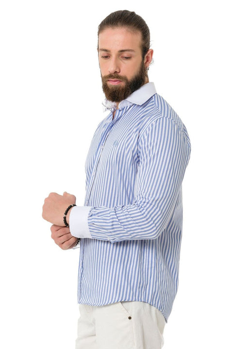 CH192 Cuff Collar Striped Shirt