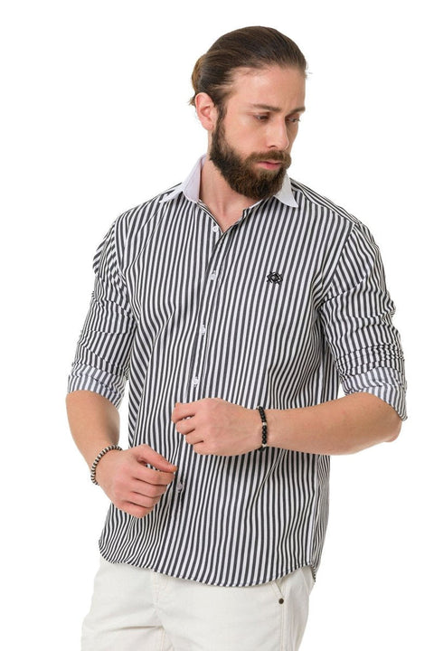 CH192 Cuff Collar Striped Shirt