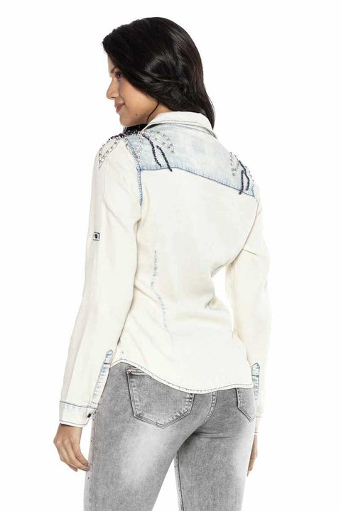 WH115 Women's Ice Blue Jean Shirt