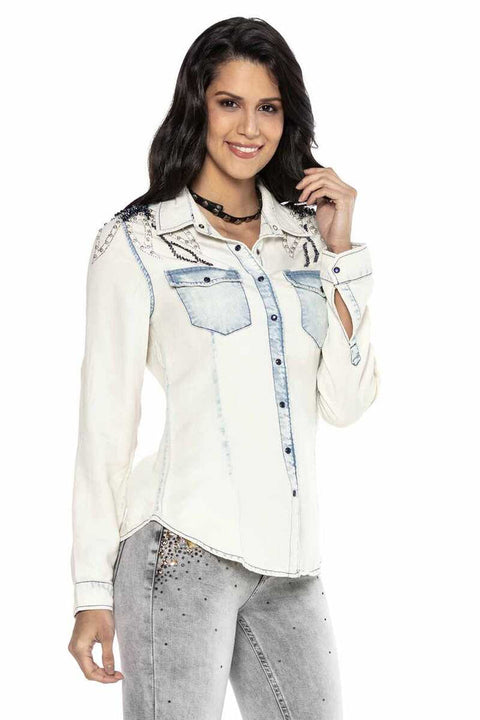 WH115 Women's Ice Blue Jean Shirt