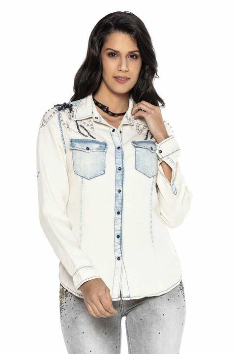 WH115 Women's Ice Blue Jean Shirt