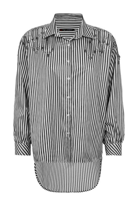 WH122 Striped Oversize Women's Shirt