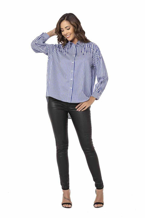WH122 Striped Oversize Women's Shirt