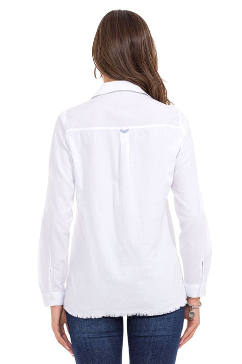 WH124 Ripped Detailed Linen Women's Shirt