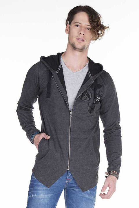CL238 Embroidered Hooded Long Men's Sweatshirt