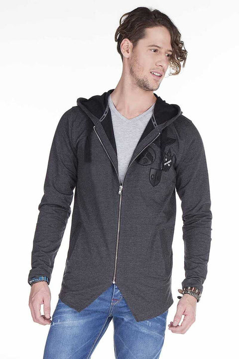 CL238 Embroidered Hooded Long Men's Sweatshirt