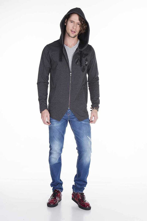 CL238 Embroidered Hooded Long Men's Sweatshirt
