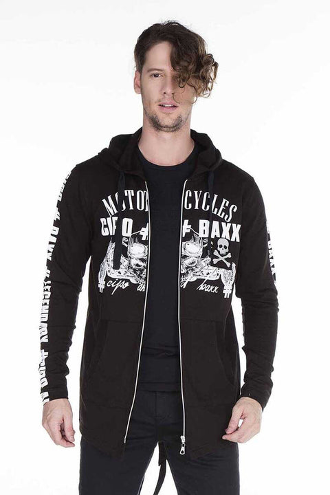 CL239 Skull Printed Hooded Long Sweatshirt