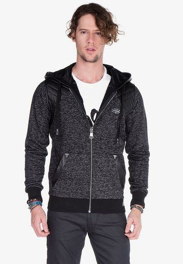 CL251 Leather Piece Hooded Thin Men's Sweatshirt