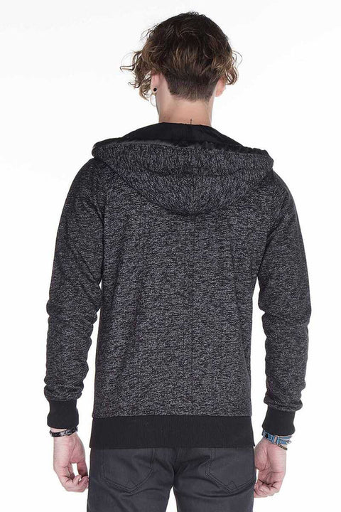 CL251 Leather Piece Hooded Thin Men's Sweatshirt