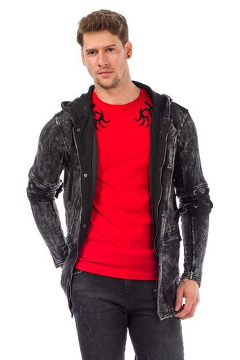 CL257 Lace-Up Hooded Zippered Men's Sweatshirt