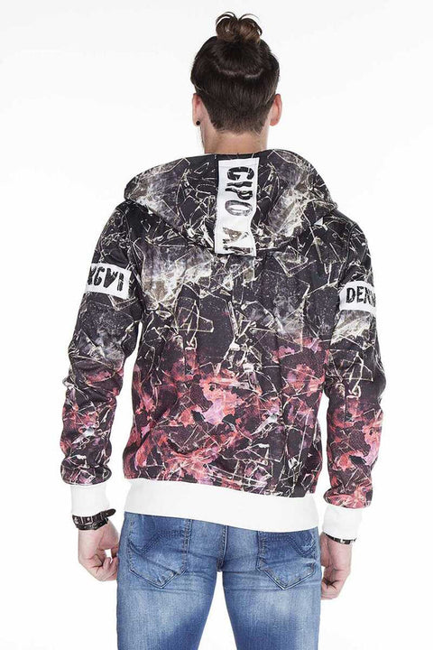 CL270 Wash Pattern Printed Men's Hooded Sweatshirt
