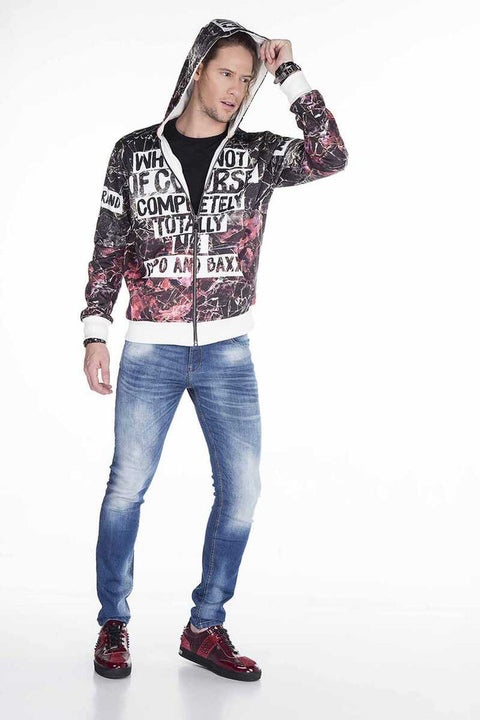CL270 Wash Pattern Printed Men's Hooded Sweatshirt