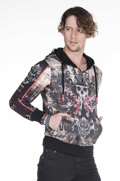 CL272 Gothic Style Skull Printed Men's Sweatshirt