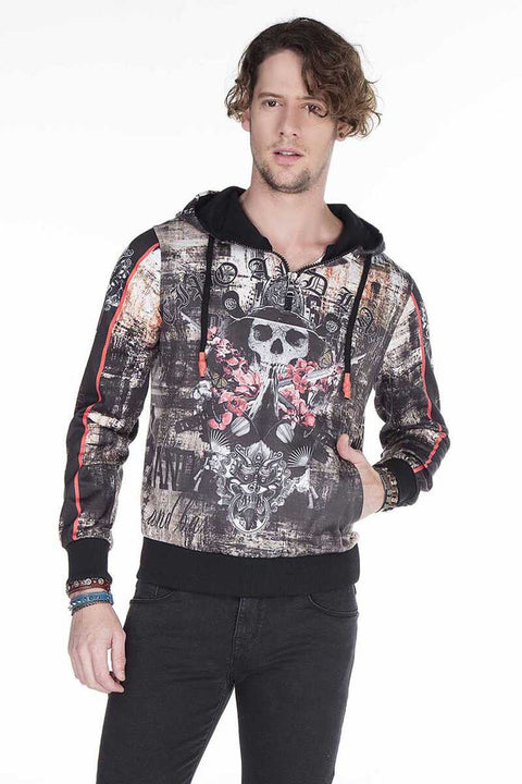 CL272 Gothic Style Skull Printed Men's Sweatshirt