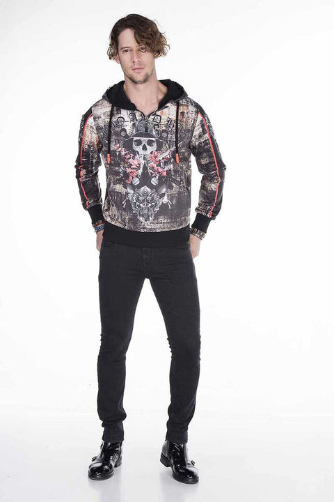 CL272 Gothic Style Skull Printed Men's Sweatshirt