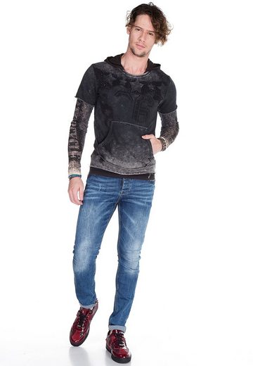 CL279 Printed Stone Embroidered Men's Hooded Sweatshirt
