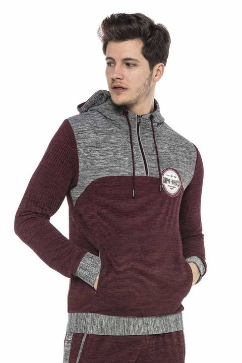 CL372 Hooded Zippered Striped Thin Sports Sweatshirt