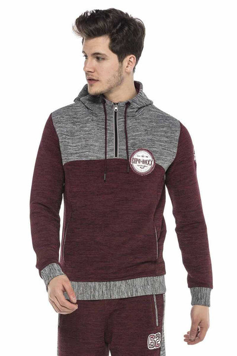 CL372 Hooded Zippered Striped Thin Sports Sweatshirt