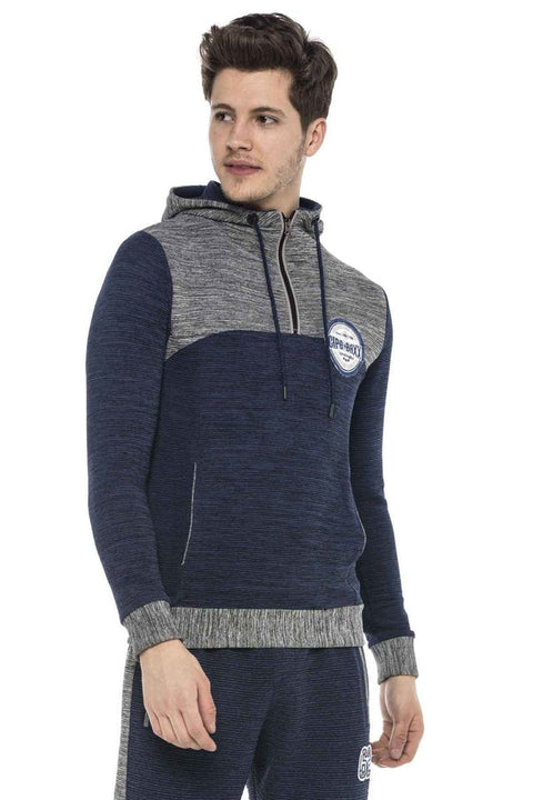 CL372 Hooded Zippered Striped Thin Sports Sweatshirt
