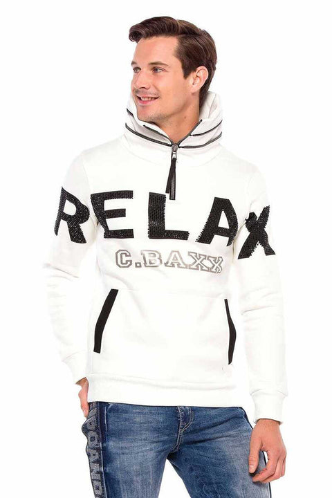 CL385 Stone Relax Fit Stand-up Zipper Collar Thick Sweatshirt