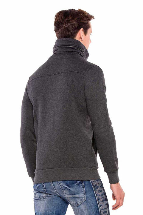 CL385 Stone Relax Fit Stand-up Zipper Collar Thick Sweatshirt