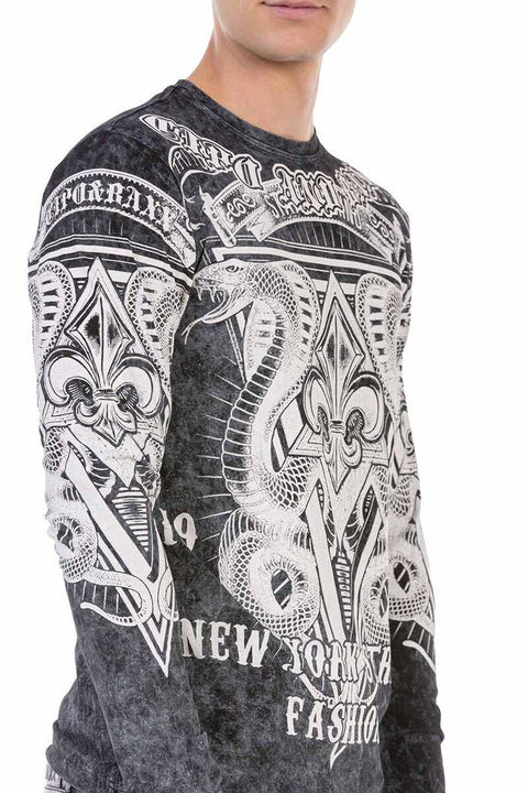 CL449 Wash Printed Thin Sweatshirt