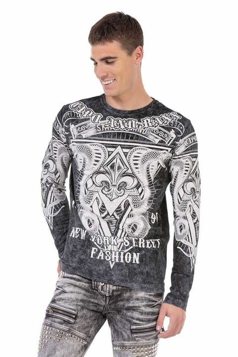 CL449 Wash Printed Thin Sweatshirt