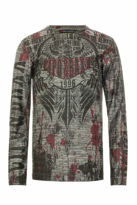 CL466 Patterned O Neck Sweatshirt