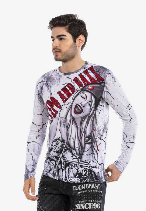 CL467 Biker Printed Thin Sweatshirt