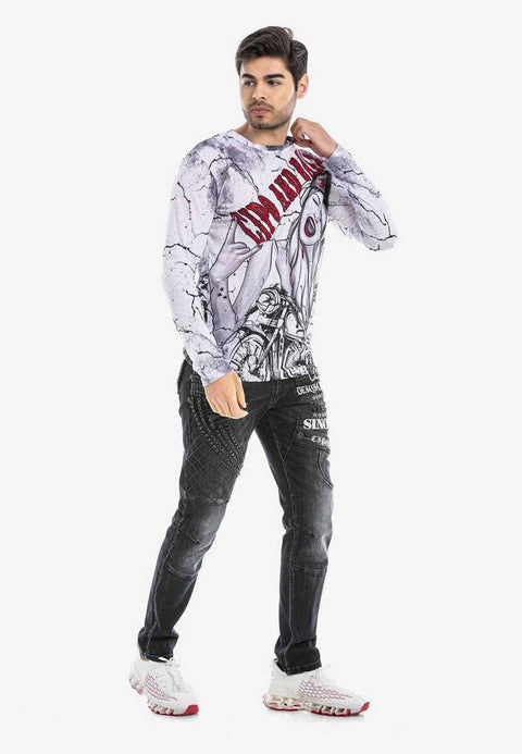 CL467 Biker Printed Thin Sweatshirt