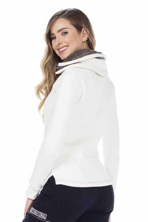 Women's Double Layer Collared Basic Sweatshirt with Pockets