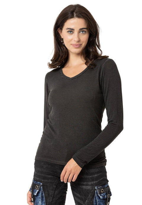 WL355 Women's Basic Top with Collar Detail