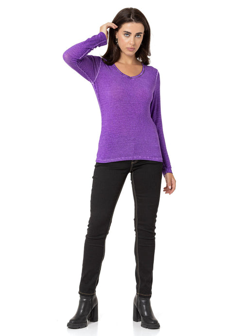 WL355 Women's Basic Top with Collar Detail