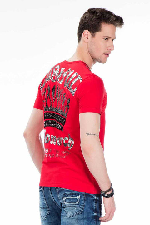 CT377 Stone Embroidered Foil Printed Men's T-Shirt