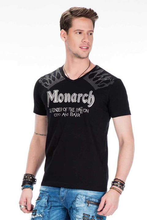 CT377 Stone Embroidered Foil Printed Men's T-Shirt