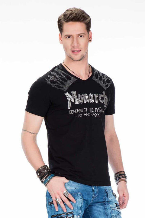 CT377 Stone Embroidered Foil Printed Men's T-Shirt