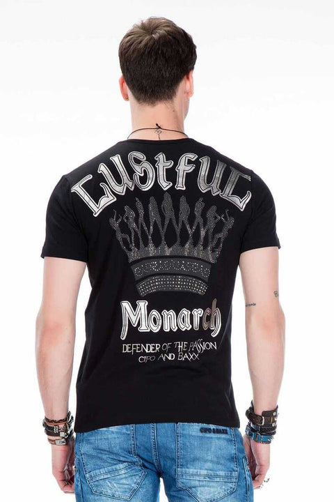 CT377 Stone Embroidered Foil Printed Men's T-Shirt