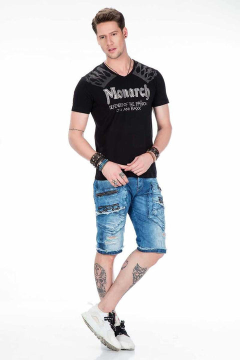 CT377 Stone Embroidered Foil Printed Men's T-Shirt